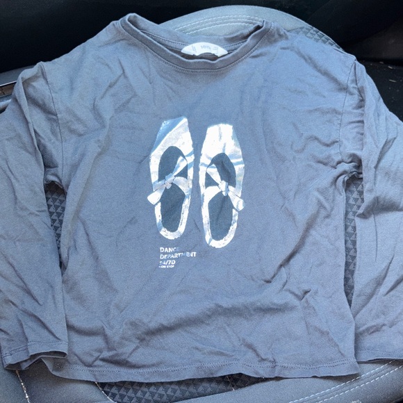 Mango Kids Gray Long Sleeve Shirt with Silver Ballet Print - Picture 1 of 5